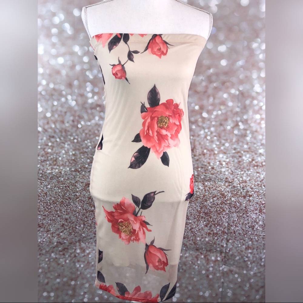 Strapless floral dress